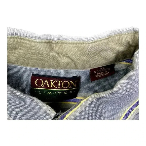 Oakton Limited Men’s Size XL Collared L/S Button Up Shirt In Gray Striped - Picture 14 of 14